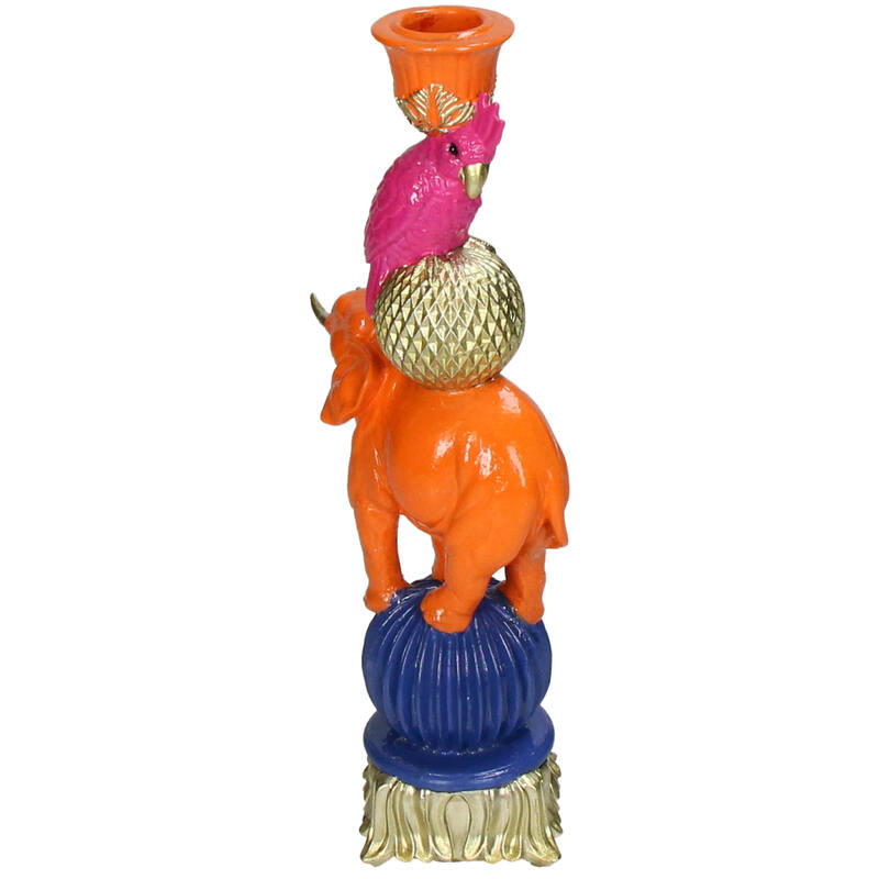 Candleholder - Orange Elephant ↑ 26 Cm