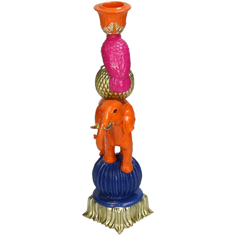 Candleholder - Orange Elephant ↑ 26 Cm