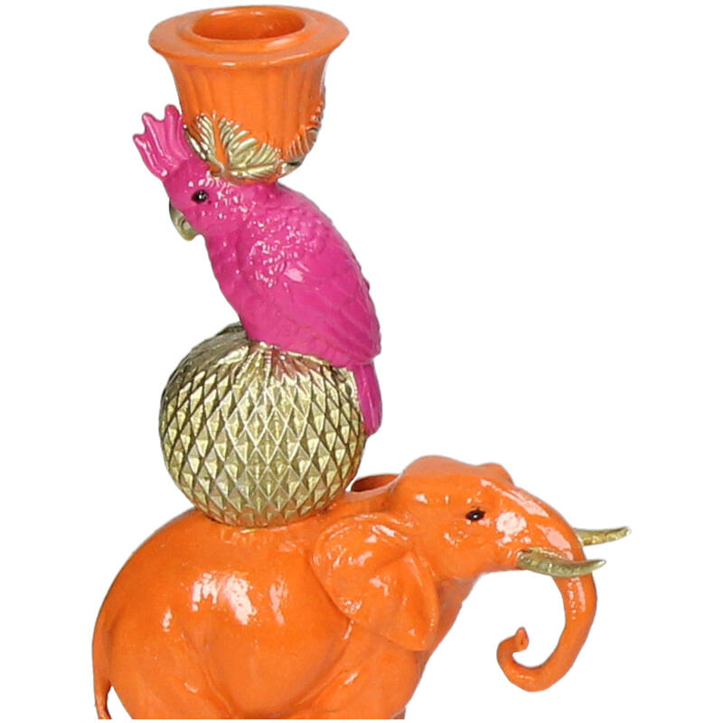 Candleholder - Orange Elephant ↑ 26 Cm