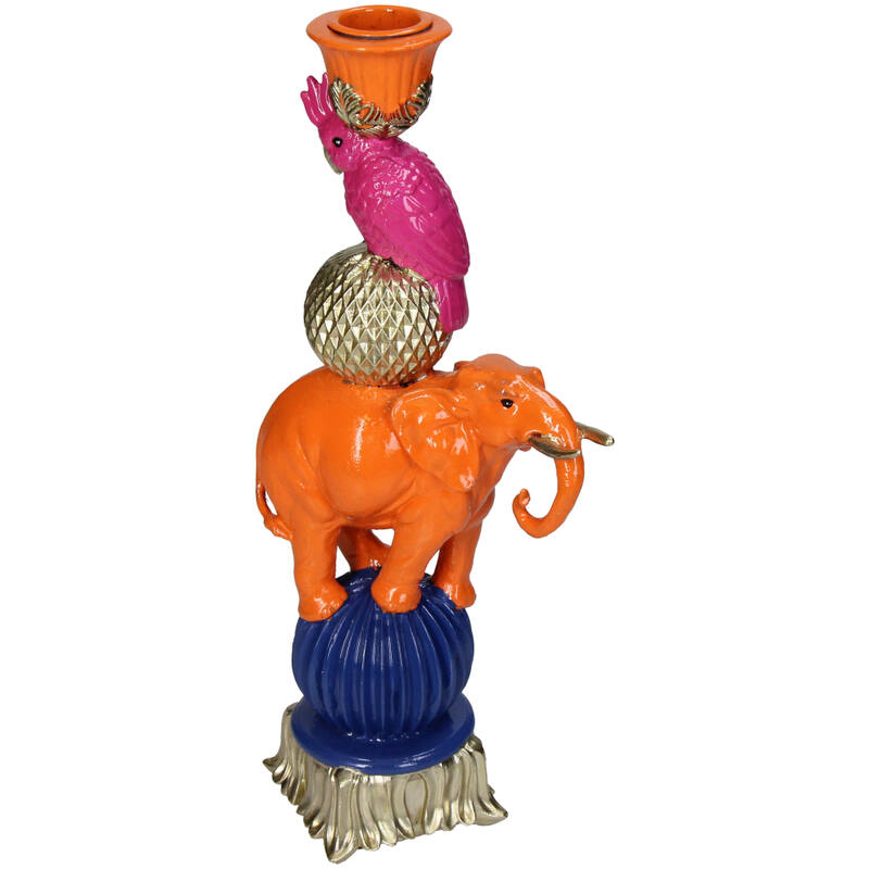 Candleholder - Orange Elephant ↑ 26 Cm