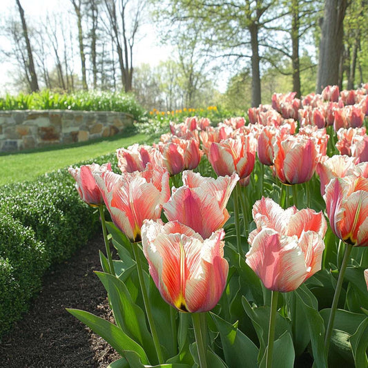 Tulip Bulbs - 21 Pcs. - Tulipa 'Apricot Parrot' - Flower Bulbs - Pink