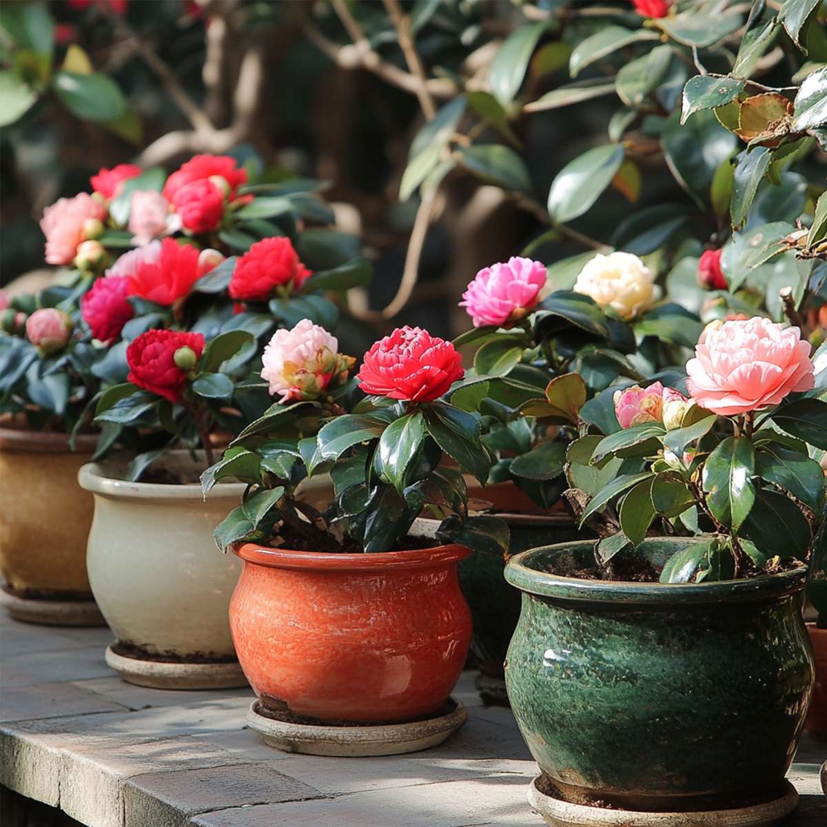 Roses Japanese Camellia - 3 Pcs. - Camellia Japonica - Height 25-40Cm - ⌀9Cm