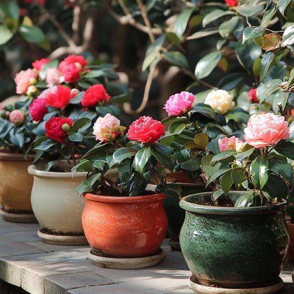 Roses Japanese Camellia - 3 Pcs. - Camellia Japonica - Height 25-40Cm - ⌀9Cm