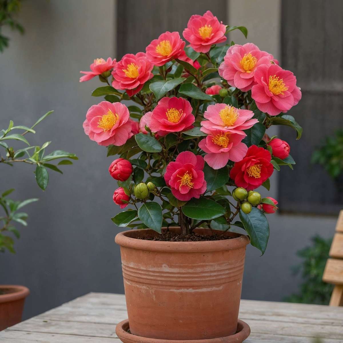 Roses Japanese Camellia - Camellia Japonica 'Lady Campbell' - Height 60-70Cm - ⌀19Cm