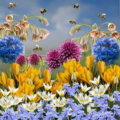 Bulb Mix Wild Bee Hotel Box - 60 Bulbs - Bee Hotel Building Guide - Hardy For Winter